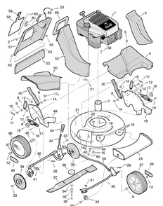 Mower Housing Assembly Diagram and Parts List for 22855X6A 1996 Briggs and Stratton Lawn Mower